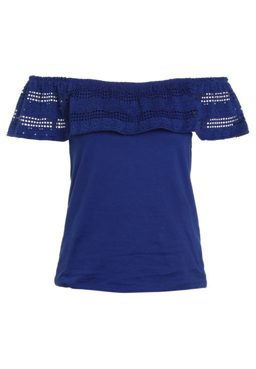 Dorothy Perkins RUFFLE BARDOT Camiseta print blue