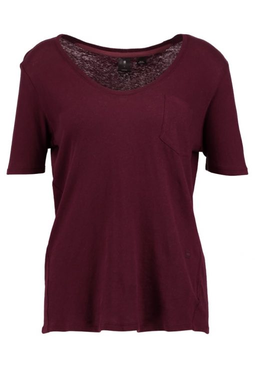 GStar ADISYON STRAIGHT DEEP V T 1/2 SL Camiseta básica maroon