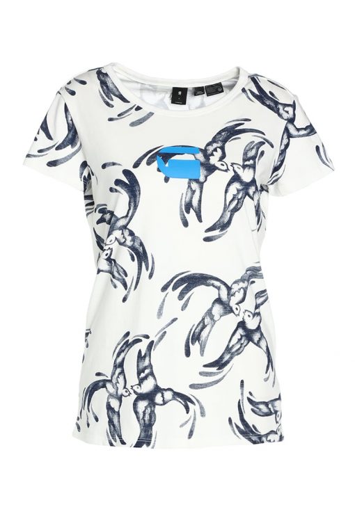 GStar X25 CHINESE WILLOW PRINT Camiseta print milk/sapphire blue ao
