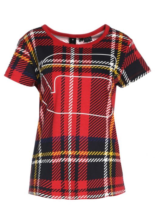 GStar X25 ROYAL TARTAN PRINT Camiseta print milk/pompeian red check