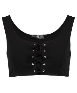 Missguided CORSET LACE UP FRONT Top black