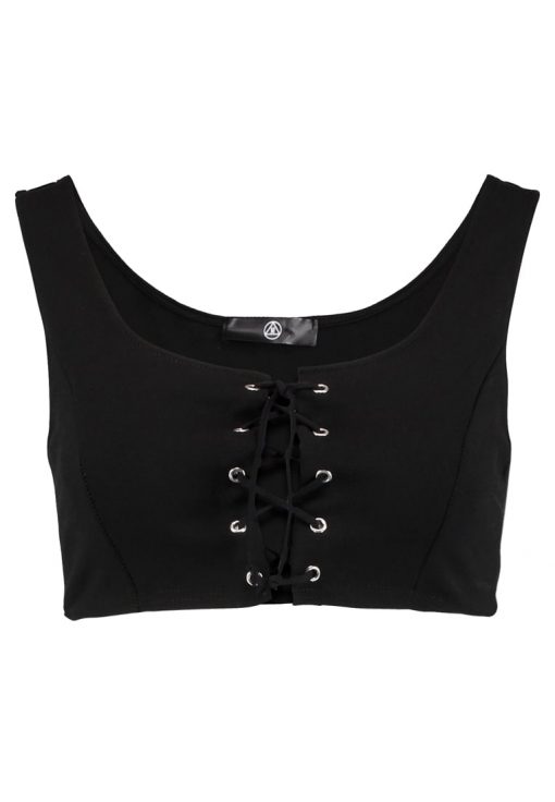 Missguided CORSET LACE UP FRONT Top black
