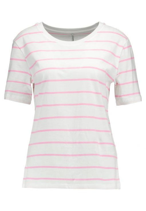 ONLY ONLGREAT STRIPE Camiseta print cloud dancer/prism pink