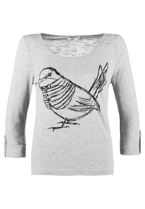 ONLY ONLJESS BIRDS BOX Camiseta manga larga light grey melange