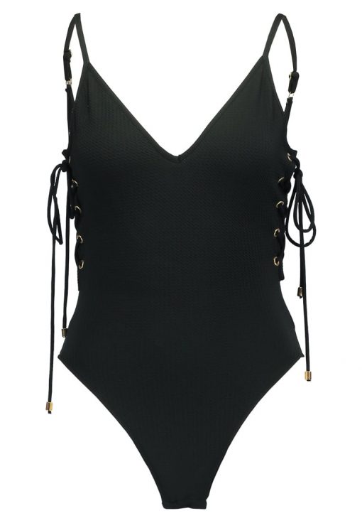 Topshop EYELET LOW BACK BODY Top black