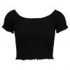 Topshop SHIRRED BARDOT    Camiseta print black