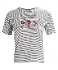 Topshop ROMANCE ROSE STRIPE  Camiseta print monochrome