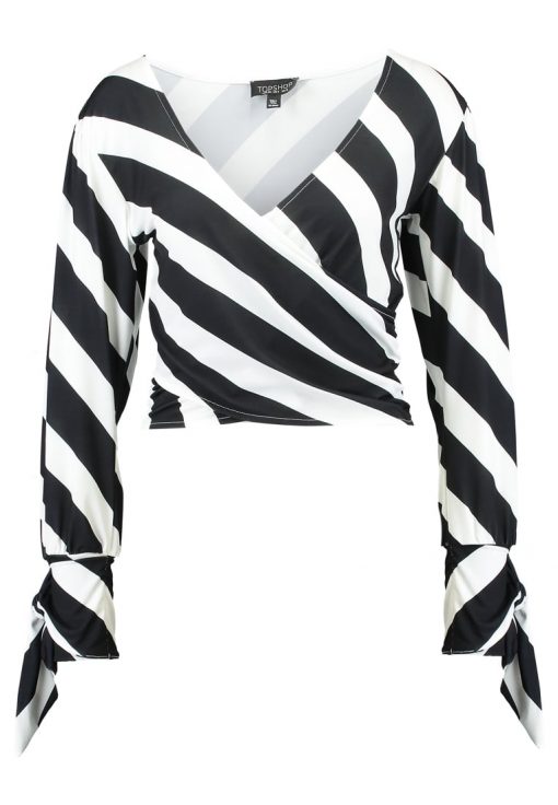 Topshop HUMBUG STRIPE TIE SLEEVE Camiseta manga larga monochrome