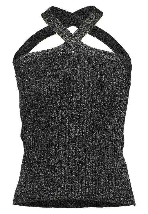 Topshop X NECK BRALET Top black with silver