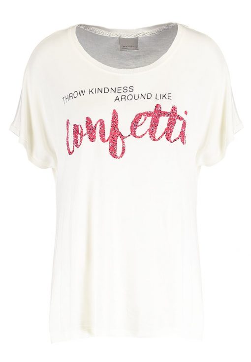 Vero Moda VMRANDI Camiseta print snow white/caviar/pink