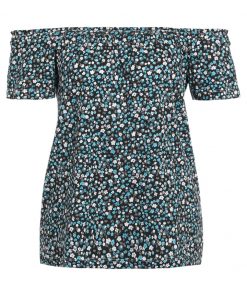 Vero Moda VMJANE OFFSHOULDER  Camiseta print black beauty/blue